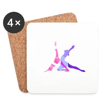 tournoi, yoga, sports, exercices, étirements, gymnastique - Dessous de verre (lot de 4) - blanc - Devant