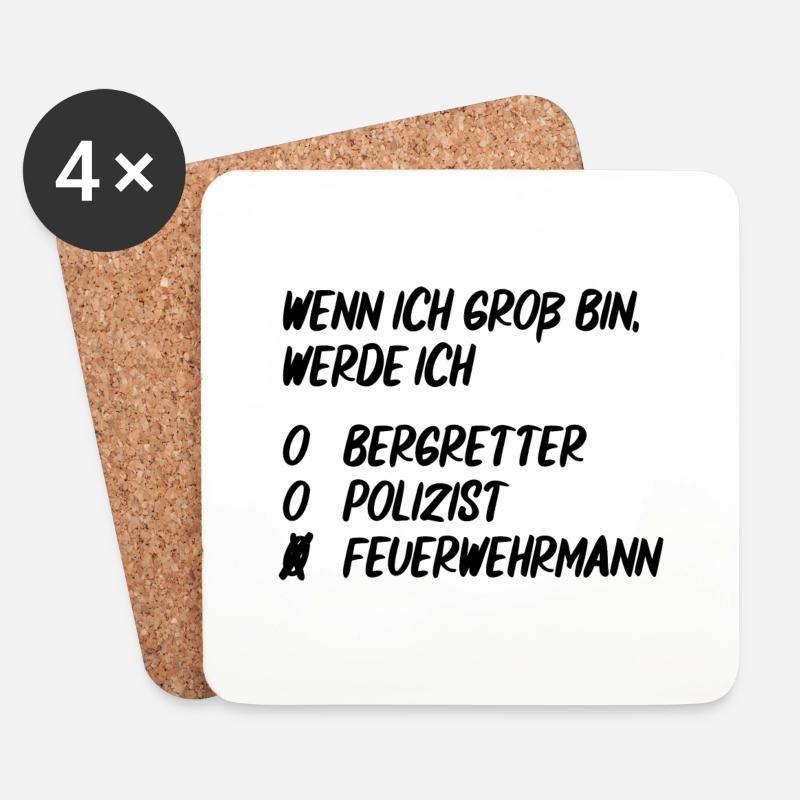 Ich werde Feuerwehrmann - Untersetzer (4er-Set) - Weiß