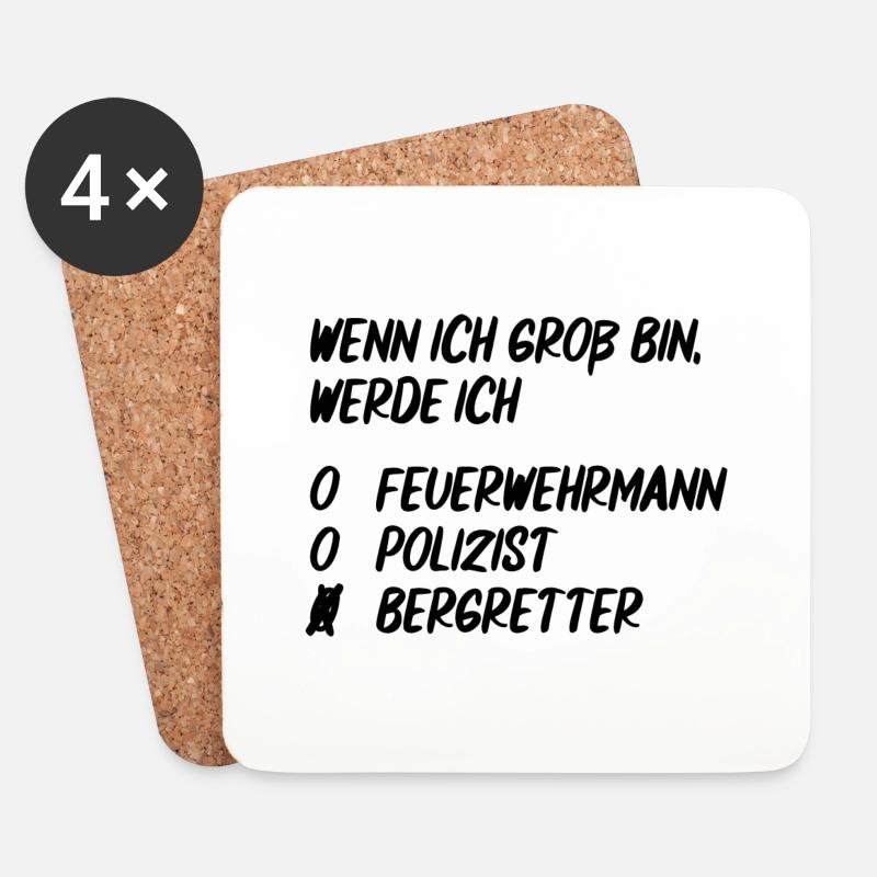 Wenn ich groß bin, werde ich Bergretter - Untersetzer (4er-Set) - Weiß
