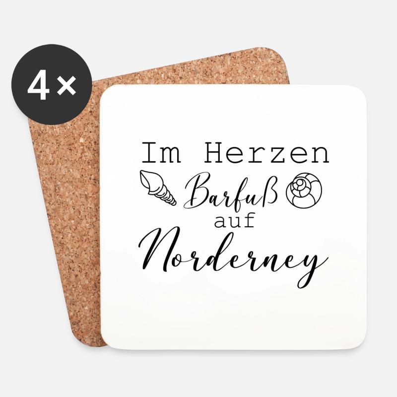 Im Herzen Barfuß auf Norderney Insel Must have - Untersetzer (4er-Set) - Weiß