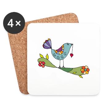 Oiseau - Dessous de verre (lot de 4) - blanc - Devant