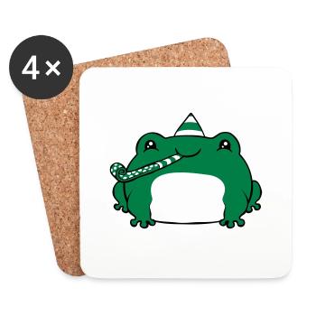 Joyeux anniversaire Grenouille - Dessous de verre (lot de 4) - blanc - Devant