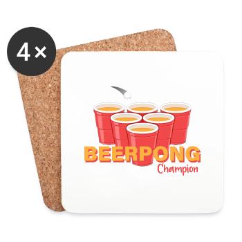 Beerpong - Drinking Game - Coasters (set of 4) - white - Front