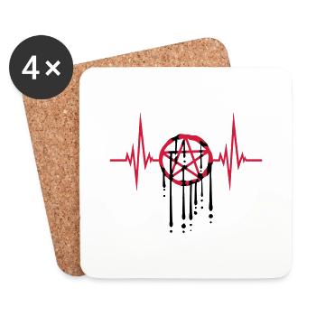 Drops heartbeat pentagram - Coasters (set of 4) - white - Front