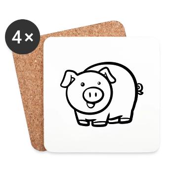Cochon / Cochon - Dessous de verre (lot de 4) - blanc - Devant