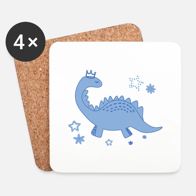 dinosaurier, dino, blauer dino,prinz - Untersetzer (4er-Set) - Weiß