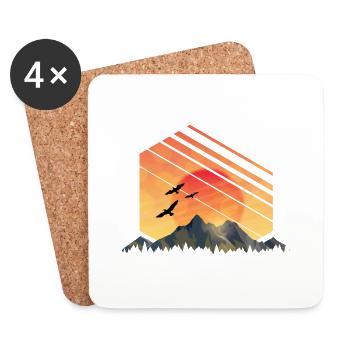 Mountain panorama Sunset in the mountains Mountains - Coasters (set of 4) - white - Front