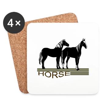 Chevaux - Dessous de verre (lot de 4) - blanc - Devant