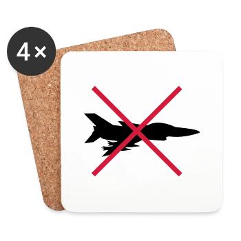 No Fighter Planes Shield - Coasters (set of 4) - white - Front