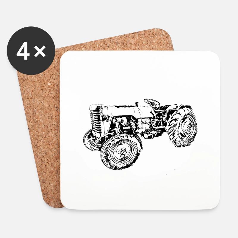 Traktor - Untersetzer (4er-Set) - Weiß
