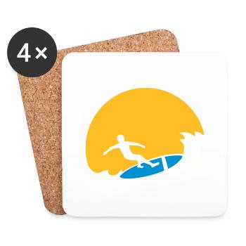 Surfeur Sun Wave - Dessous de verre (lot de 4) - blanc - Devant