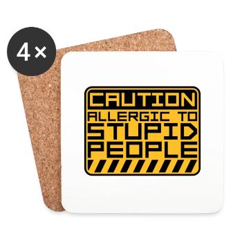 Attention les gens stupides - Dessous de verre (lot de 4) - blanc - Devant