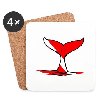 Whale Fin by Scuba.Style - Coasters (set of 4) - white - Front