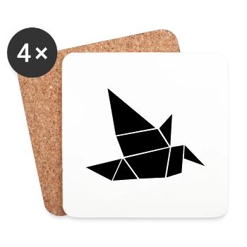Origami Vogel Taube Friedenstaube Geschenk - Untersetzer (4er-Set) - Weiß - Vorne