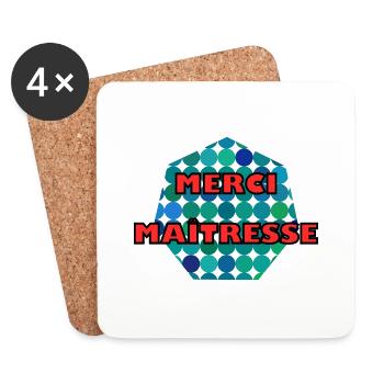 MERCI. MERCI MAÎTRESSE. CADEAU MAÎTRESSE. VACANCES - Dessous de verre (lot de 4) - blanc - Devant
