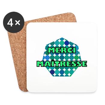 MERCI. MERCI MAÎTRESSE. CADEAU MAÎTRESSE. VACANCES - Dessous de verre (lot de 4) - blanc - Devant