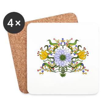 Fleur - Dessous de verre (lot de 4) - blanc - Devant