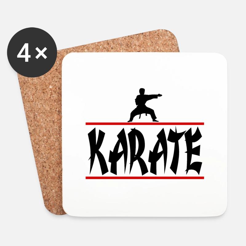 Karate rot - Untersetzer (4er-Set) - Weiß