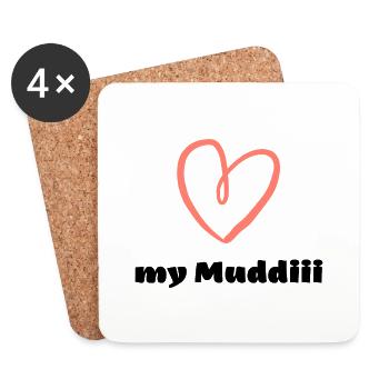 I love my Muddiii Liebe Herz Mutti auf Sächsisch - Untersetzer (4er-Set) - Weiß - Vorne