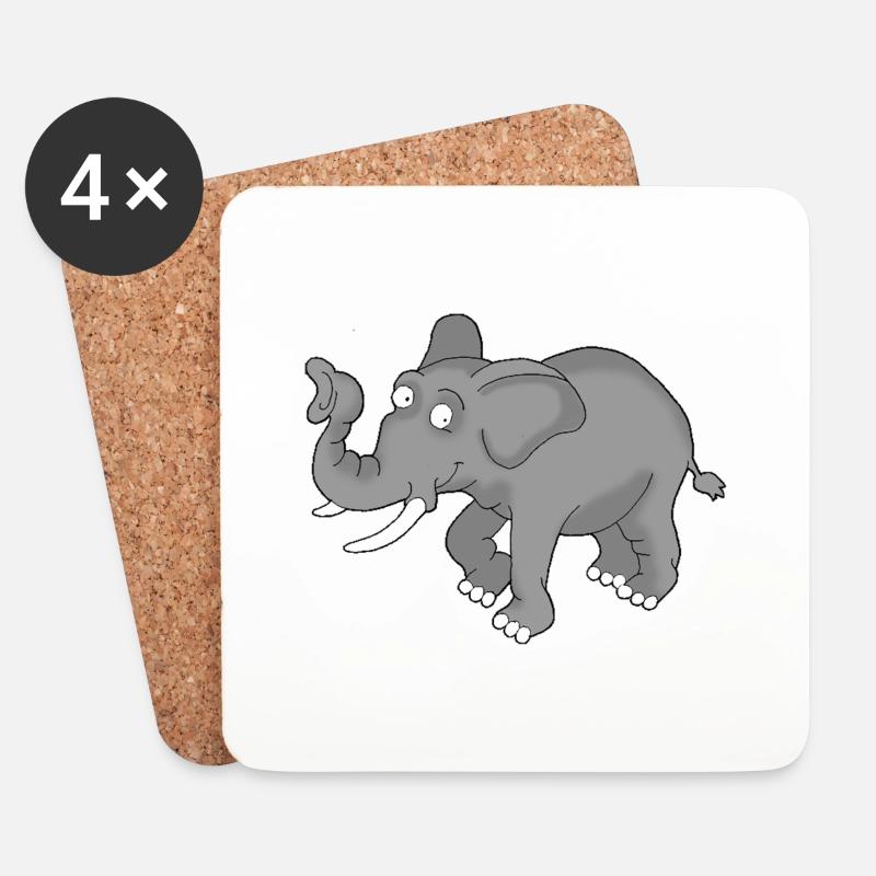 Elephant 1 - Coasters (set of 4) - white