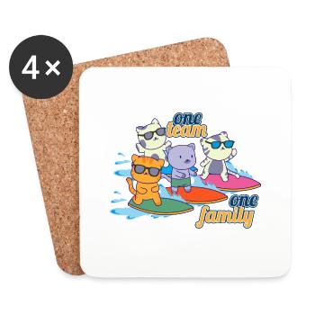 équipe famille chat surf chef mère - Dessous de verre (lot de 4) - blanc - Devant