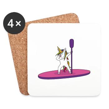 Unicorn Stand Up Paddle - Coasters (set of 4) - white - Front