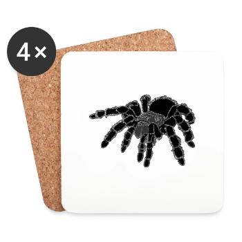 Tarantula, spider, large spider, black - Coasters (set of 4) - white - Front