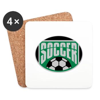 Bouclier de sport de passe-temps de football - Dessous de verre (lot de 4) - blanc - Devant