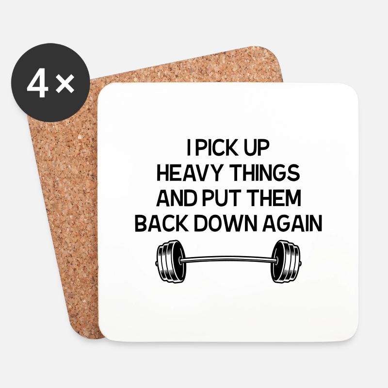 WORK OUT GYM EXERCISE GIFT - Coasters (set of 4) - white