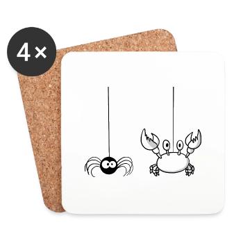 Beth die Spinne und Steve die Krabbe - Untersetzer (4er-Set) - Weiß - Vorne