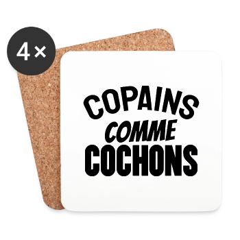 copains comme cochons - Dessous de verre (lot de 4) - blanc - Devant