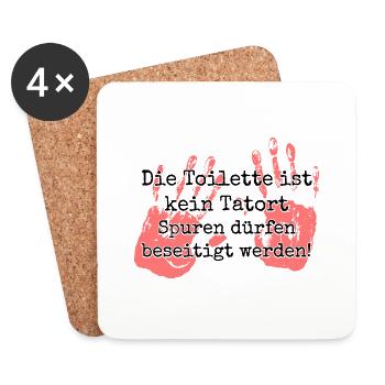 Die Toilette ist kein Tatort - Untersetzer (4er-Set) - Weiß - Vorne