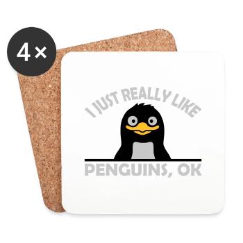 I just like penguins - Untersetzer (4er-Set) - Weiß - Vorne