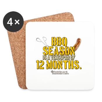 BBQ Season Is A Timespan Of 12 Months - Untersetzer (4er-Set) - Weiß - Vorne