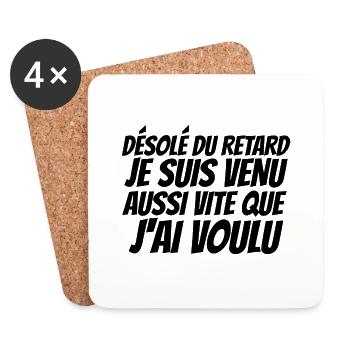 désolé du retard - Dessous de verre (lot de 4) - blanc - Devant