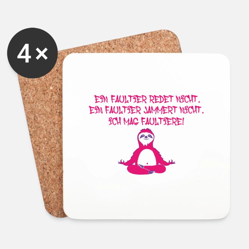 faultier,yoga,entspannung,yogasitz,pink - Untersetzer (4er-Set) - Weiß