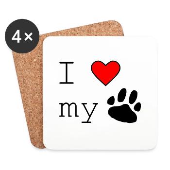 I love my dog - Coasters (set of 4) - white - Front
