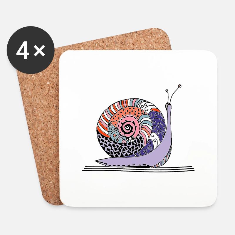 Schnecke - Untersetzer (4er-Set) - Weiß