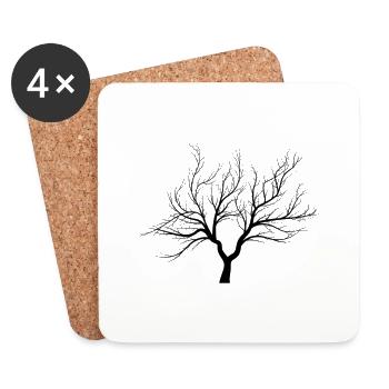 Baum mit Statement - Untersetzer (4er-Set) - Weiß - Vorne