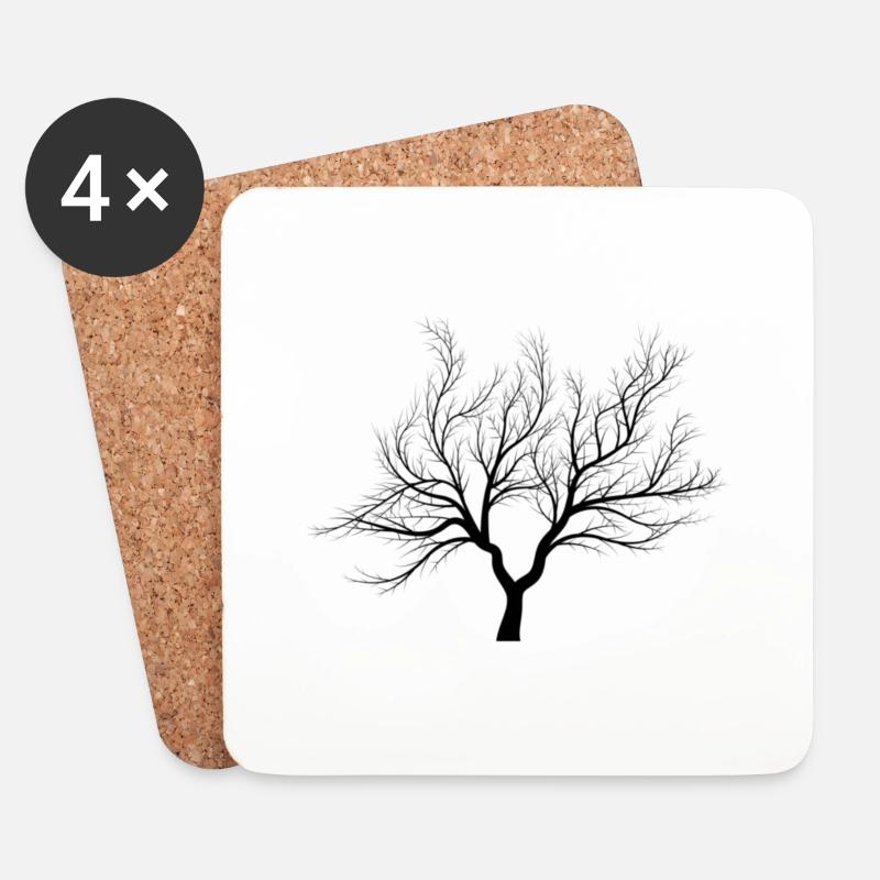 Baum mit Statement - Untersetzer (4er-Set) - Weiß