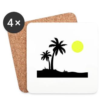 Île Palm - Dessous de verre (lot de 4) - blanc - Devant