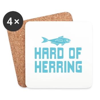 Hard Of Herring Funny Fishing T-Shirt Present Gift - Coasters (set of 4) - white - Front