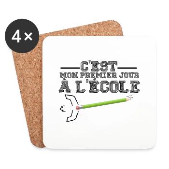 c'est mon premier jour à l'école - Dessous de verre (lot de 4) - blanc - Devant