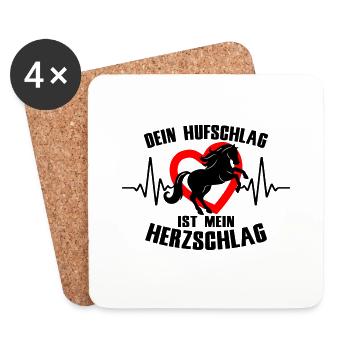 Herzschlag Pferd Hufschlag | Farben änderbar - Untersetzer (4er-Set) - Weiß - Vorne