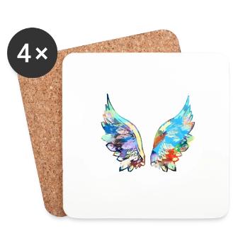angelwings,flügel,aquarell,bunt,engelsflügel - Untersetzer (4er-Set) - Weiß - Vorne
