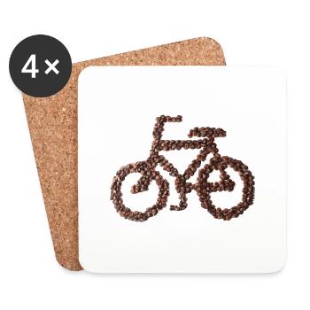 Bicycle made of coffee beans Funny coffee drinker - Coasters (set of 4) - white - Front