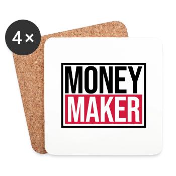 Logo Money Maker Shield - Coasters (set of 4) - white - Front