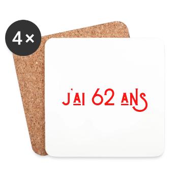 bref j'ai un 62 ans pour la deuxième fois - Dessous de verre (lot de 4) - blanc - Devant