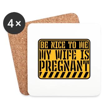 ma femme est enceinte - Dessous de verre (lot de 4) - blanc - Devant
