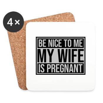 ma femme est enceinte - Dessous de verre (lot de 4) - blanc - Devant